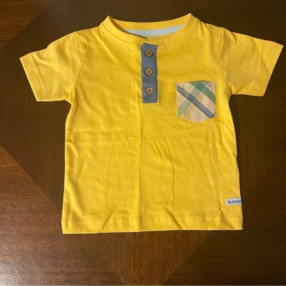 NWOT RuggedButts | Yellow Pocket Henley Tee | 18-24 mo